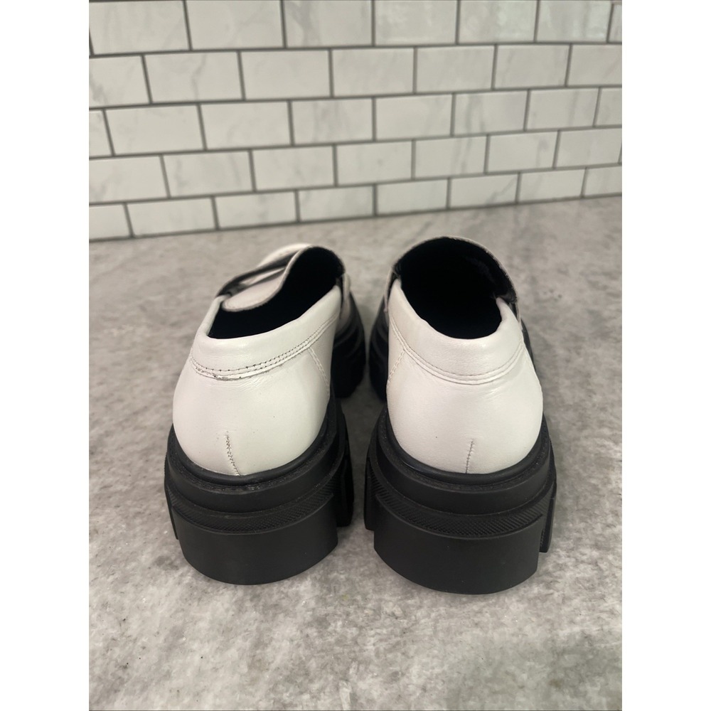 Mark Fisher Loafers Shoes Womens 6.5 White Leather Morris Lug Sole Chunky Boho - Picture 4 of 8